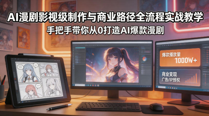 AI漫剧影视级制作与商业路径全流程实战教学，手带你从0打造AI爆款漫剧-如意资源库
