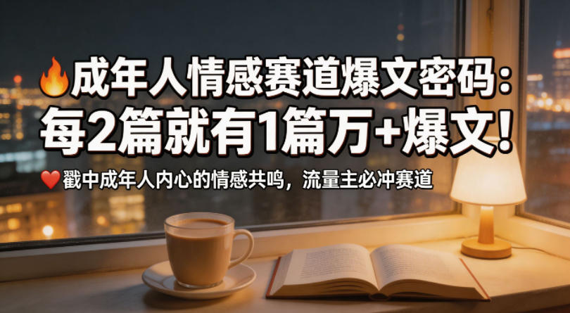 公众号流量主成年人情感心理赛道，流量最大，受众最广的主流赛道之一，平均每2篇就有1篇万爆文章-如意资源库