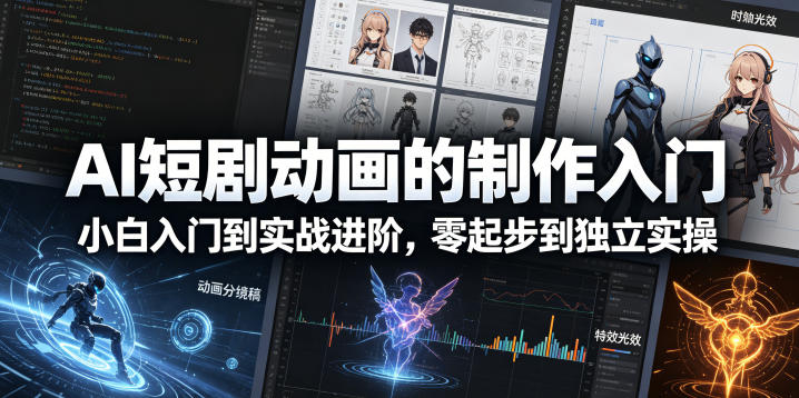 AI短剧动画的制作入门，小白入门到实战进阶，零起步到独立实操-如意资源库