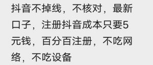 苹果手机抖音无限注册技术，不掉线不核对丨效果自测-如意资源库