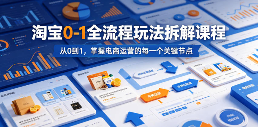 淘宝0-1全流程玩法拆解课程，从0到1，掌握电商运营的每一个关键节点-如意资源库