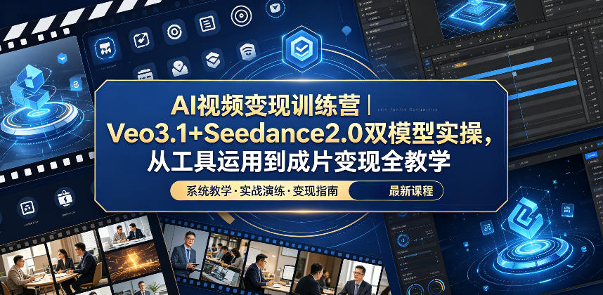 AI视频变现训练营｜Veo3.1+Seedance2.0双模型实操，从工具运用到成片变现全教学-如意资源库