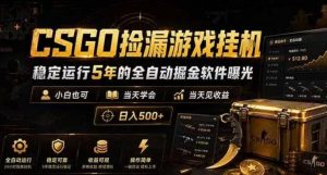 CSGO捡漏游戏挂G,稳定运行5年的全自动掘金软件曝光,小白也可当天学会,当天见收益,日入500+【揭秘】-如意资源库