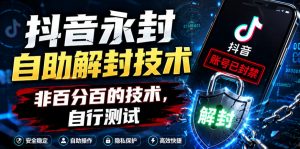 抖音永封自助解封技术，非百分百的技术，自行测试-如意资源库