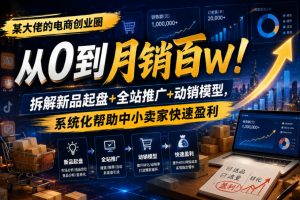 某大佬的电商创业圈从0到月销百W！拆解新品起盘+全站推广+动销模型，系统化帮助中小卖家快速盈利-如意资源库