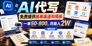 AI代写，免费提供接单渠道和模板，一单50-800，月稳入2W【揭秘】-如意资源库