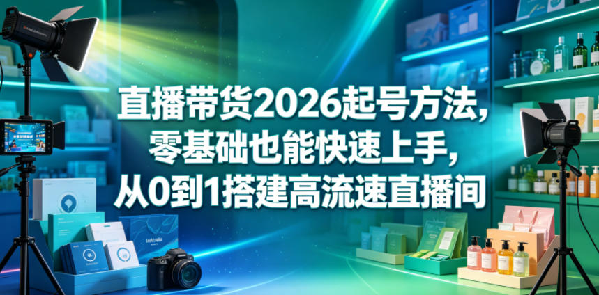 直播带货2026起号方法，零基础也能快速上手，从0到1搭建高流速直播间-如意资源库