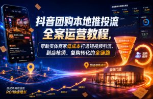 抖音团购本地推投流全案运营教程,帮助实体商家低成本打通短视频引流、到店核销、复购转化的全链路-如意资源库