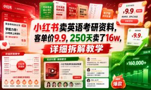 小红书卖英语考研资料，客单价9.9，250天卖了16w，详细拆解教学-如意资源库