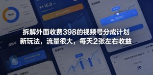 拆解外面收费398的视频号分成计划新玩法，流量很大，每天2张左右收益-如意资源库