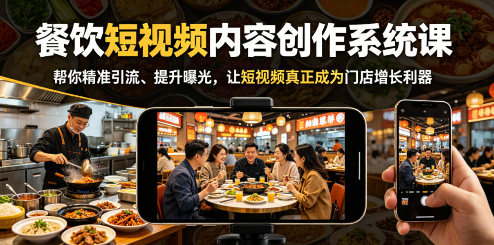 餐饮短视频内容创作系统课，帮你精准引流、提升曝光，让短视频真正成为门店增长利器-如意资源库
