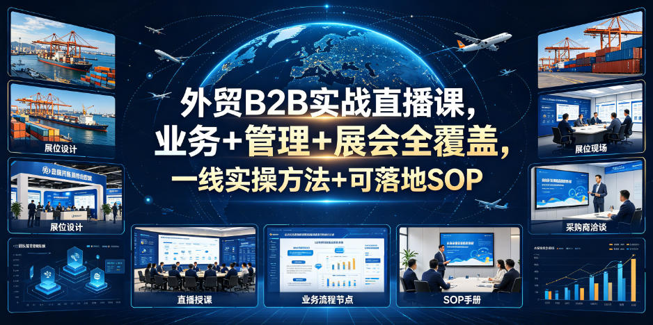 外贸B2B实战直播课，业务+管理+展会全覆盖，一线实操方法+可落地SOP-如意资源库