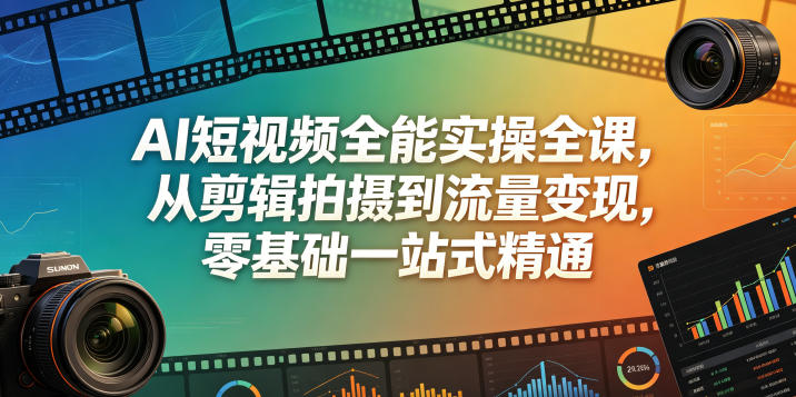 AI短视频全能实操全课，从剪辑拍摄到流量变现，零基础一站式精通-如意资源库