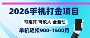 2026手机打金项目，小白轻松上手，单机900-1500月，可矩阵可放大【揭秘】-如意资源库