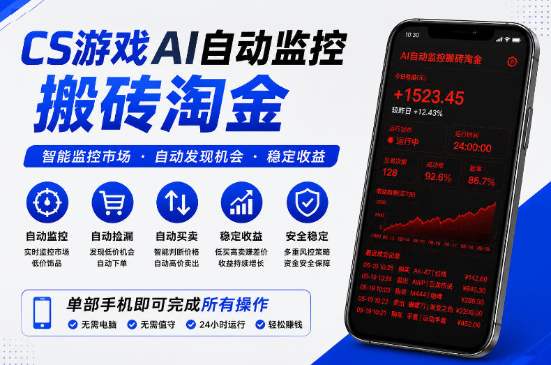 CS游戏AI自动监控搬砖淘金，稳定运行多年，支持任何形式验证，日入300+【揭秘】-如意资源库
