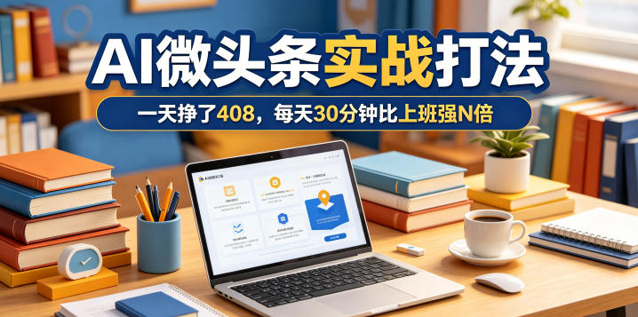一天挣了408，AI微头条实战打法，每天30分钟比上班强N倍-如意资源库