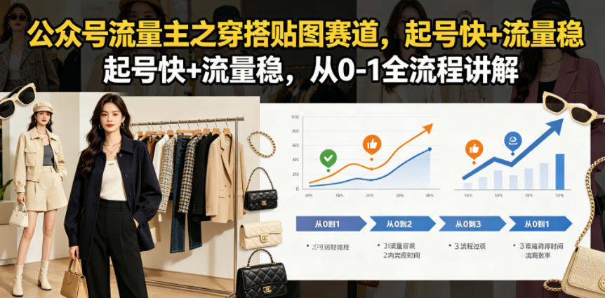 公众号流量主之穿搭贴图赛道，起号快+流量稳，从0-1全流程讲解-如意资源库