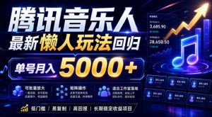 2026腾讯音乐人懒人项目，全自动无脑挂G，单号月入5000+，可批量放大矩阵，适合工作室落地【揭秘】-如意资源库