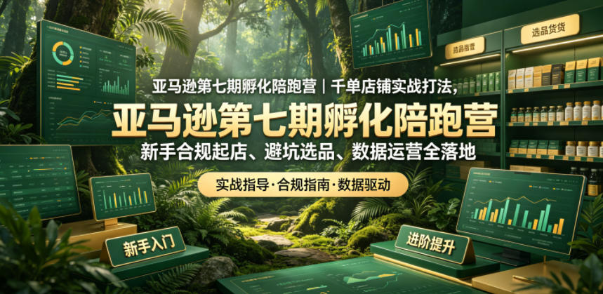 亚马逊第七期孵化陪跑营｜千单店铺实战打法，新手合规起店、避坑选品、数据运营全落地（更新0625）-如意资源库