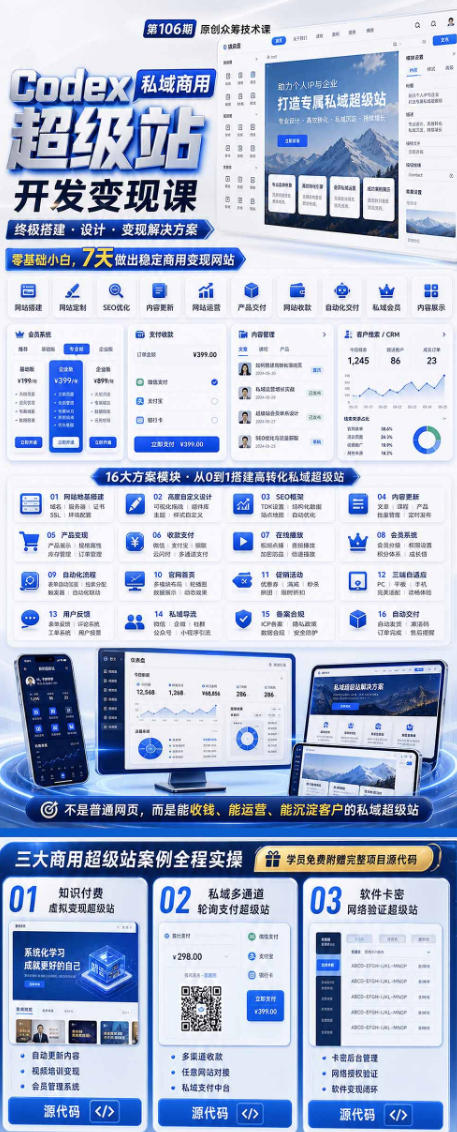 Codex私域商用超级站Ai开发变现课，7天带你从零基础到能自己动手做出能收钱、能运营、能沉淀客户的私域超级站-如意资源库