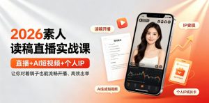 2026素人读稿直播实战课｜直播+AI短视频+个人IP，让你对着稿子也能流畅开播、高效出单-如意资源库