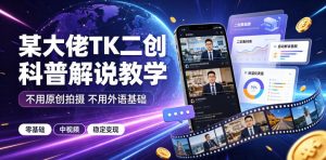 某大佬TK二创科普解说教学，不用原创拍摄不用外语基础，零基础做TikTok中视频稳定变现-如意资源库