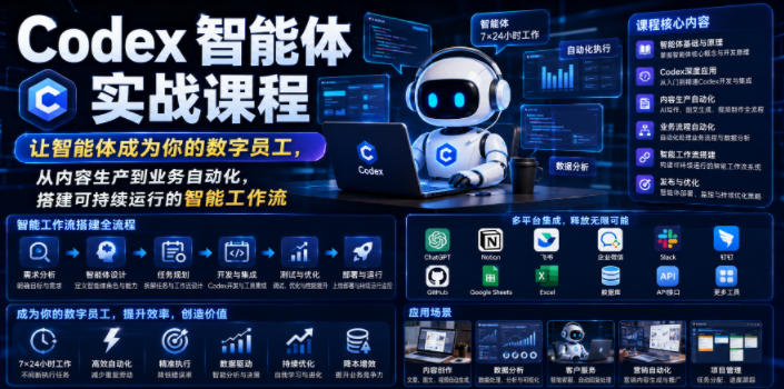 Codex智能体实战课程，让智能体成为你的数字员工，从内容生产到业务自动化，搭建可持续运行的智能工作流-如意资源库