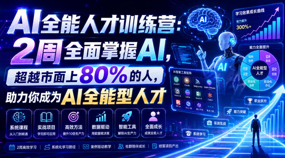 AI全能人才训练营：2周全面掌握AI，超越市面上80%的人，助力你成为AI全能型人才-如意资源库