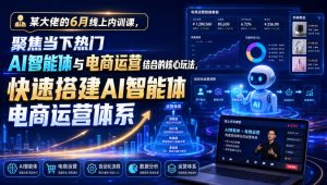 某大佬的6月线上内训课，聚焦当下热门AI智能体与电商运营结合的核心玩法，快速搭建AI智能体电商运营体系-如意资源库