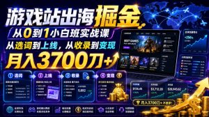 游戏站出海掘金从0到1小白实战课，从选词到上线，从收录到变现，月入3700刀+-如意资源库