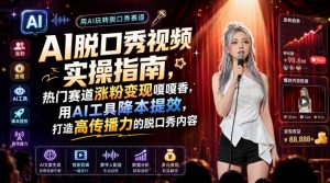 AI脱口秀视频实操指南，热门赛道涨粉变现嘎嘎香，用AI工具降本提效，打造高传播力的脱口秀内容-如意资源库