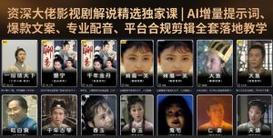 资深大佬影视剧解说精选独家课｜AI增量提示词、爆款文案、专业配音、平台合规剪辑全套落地教学-如意资源库