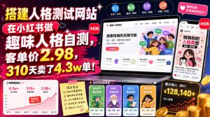 搭建人格测试网站在小红书做趣味人格自测，客单价2.98，310天卖了4.3w单！-如意资源库