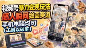 视频号暴力变现玩法，感人瞬间绘画赛道，手机电脑均可-如意资源库