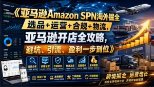 亚马逊Amazon SPN海外掘全,选品+运营+合规+物流,亚马逊开店全攻略,避坑、引流、盈利一步到位-如意资源库