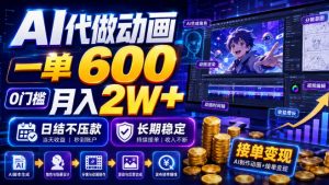 AI代做动画,一单600,0门槛月入2W+,日结不压款,长期稳定【揭秘】-如意资源库