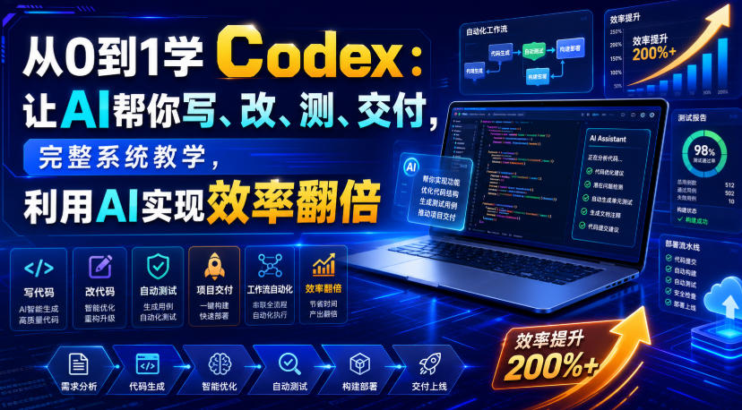 从0到1学Codex：让AI帮你写、改、测、交付，完整系统教学，利用AI实现效率翻倍-如意资源库