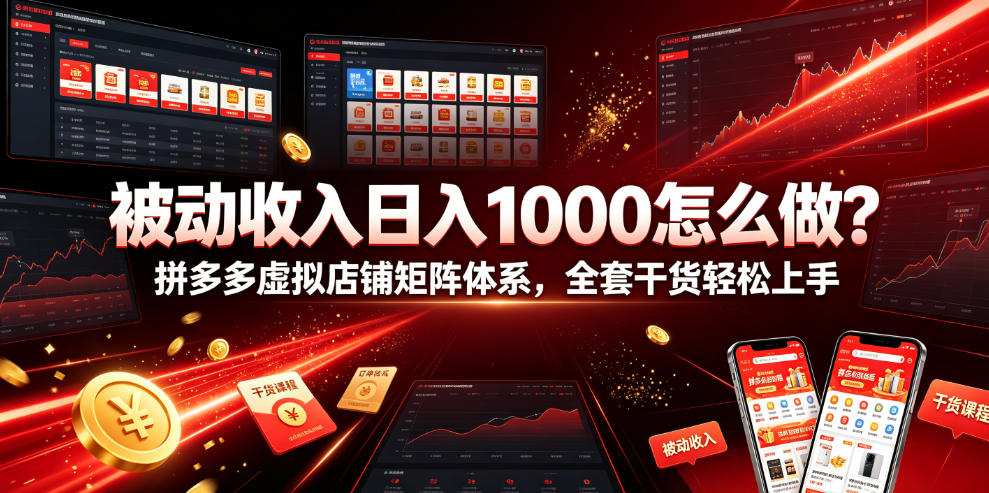 被动收入日入1000怎么做？拼多多虚拟店铺矩阵体系，全套干货轻松上手【揭秘】-如意资源库