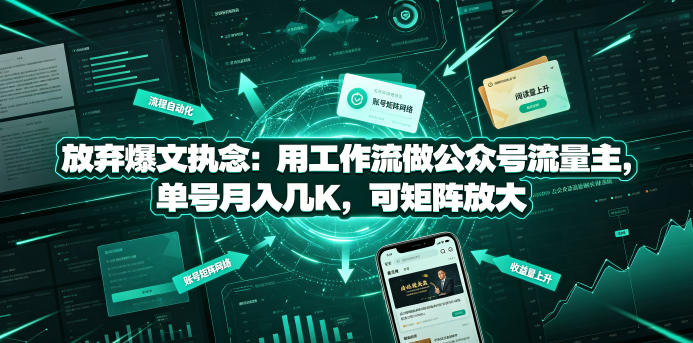 放弃爆文执念：用工作流做公众号流量主，单号月入几K，可矩阵放大-如意资源库