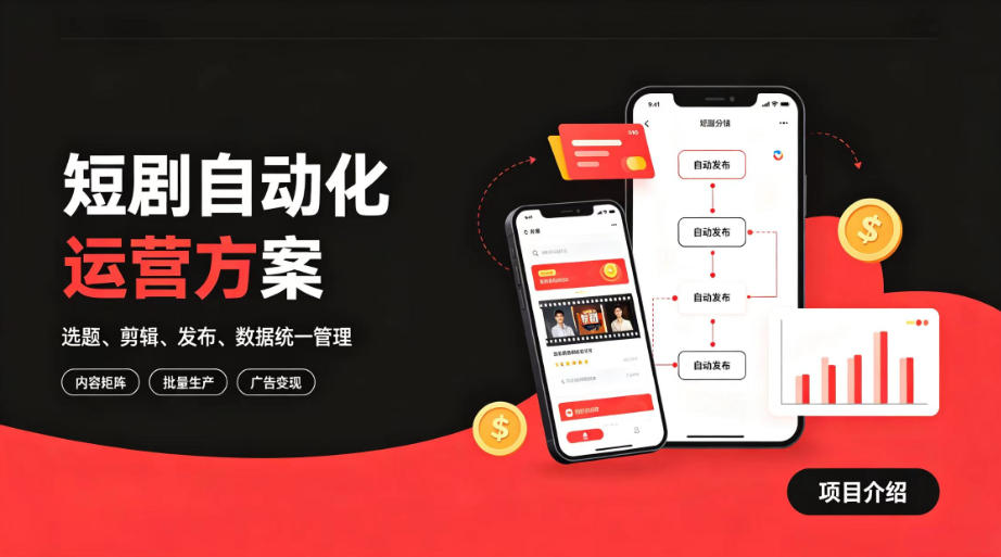 快手全自动短剧矩阵项目｜自动化分发，流量持续变现【揭秘】-如意资源库