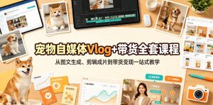 宠物自媒体Vlog+带货全套课程｜从图文生成、剪辑成片到带货变现一站式教学-如意资源库