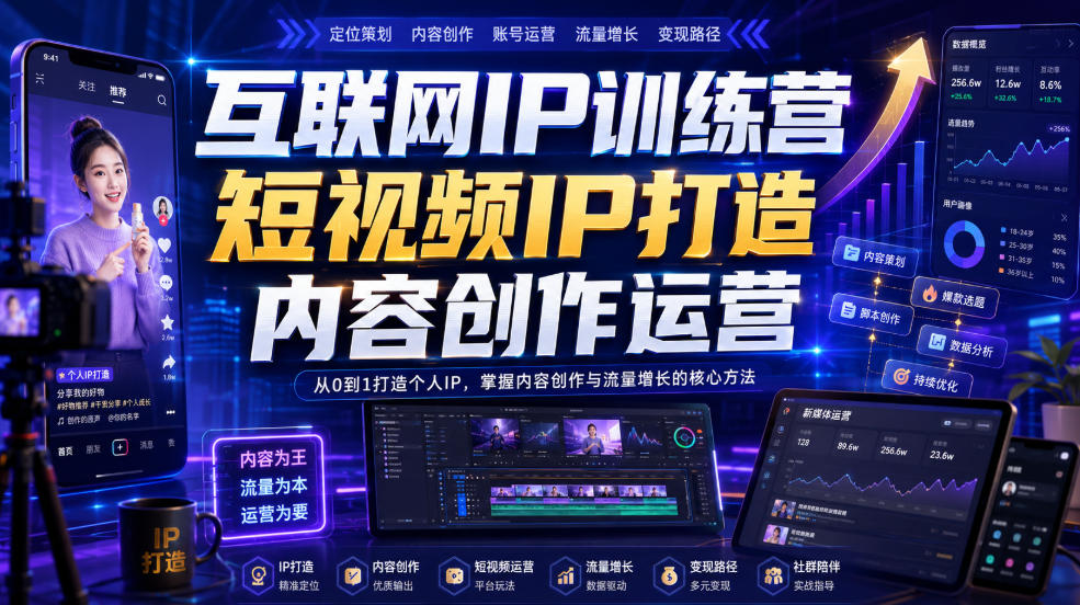 互联网IP训练营，短视频IP打造，内容创作运营-如意资源库