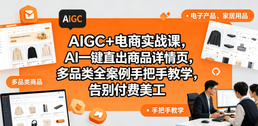 AIGC+电商实战课，AI一键直出商品详情页，多品类全案例手把手教学，告别付费美工（更新0820）-如意资源库