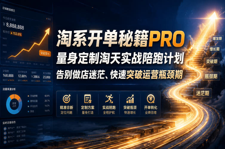 淘系开单秘籍PRO，量身定制淘天实战陪跑计划，告别做店迷茫、快速突破运营瓶颈期（更新260823）-如意资源库