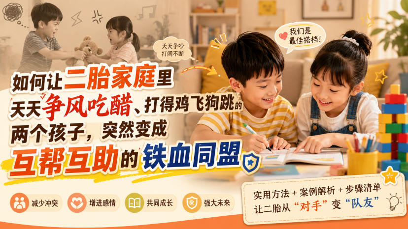 付费文章：如何让二胎家庭里天天争风吃醋、打得鸡飞狗跳的两个孩子，突然变成互帮互助的铁血同盟？-如意资源库