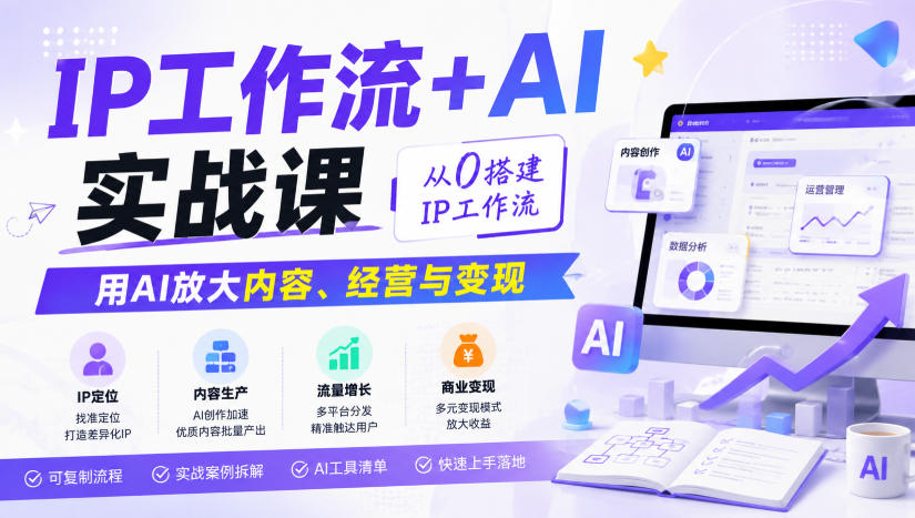 IP工作流+AI实战课，从0搭建IP工作流，用AI放大内容、经营与变现-如意资源库