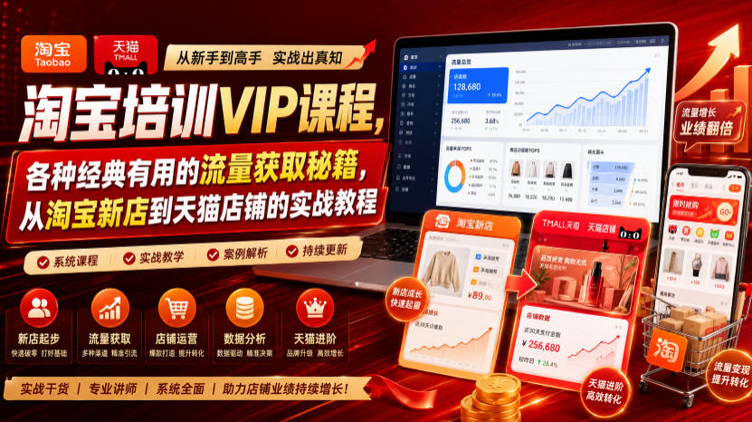淘宝培训VIP课程，各种经典有用的流量获取秘籍，从淘宝新店到天猫店铺的实战教程（更新08月20日）-如意资源库