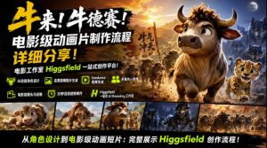 牛来！牛德赛！电影级动画片制作流程详细分享！电影工作室Higgsfield一站式创作平台，完整创作流程-如意资源库