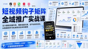 短视频钩子矩阵全域推广实战课｜五大赛道流量布局、爆款选题文案、全平台排名优化、AI批量创作与私域导流全体系教程-如意资源库