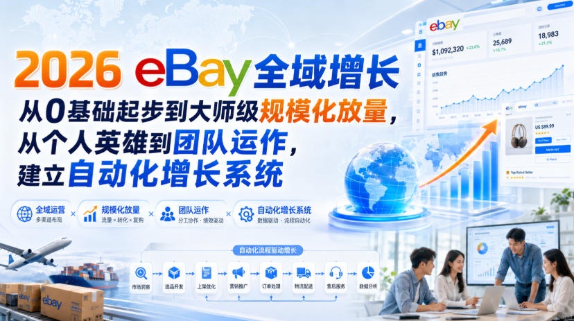 2026 eBay全域增长，从0基础起步到大师级规模化放量，从个人英雄到团队运作，建立自动化增长系统-如意资源库